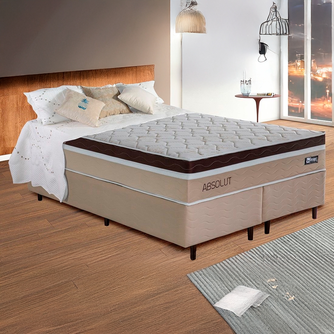 Conjunto Cama Box Queen Size Absolut 158cm com Molas Ensacadas - Design Colchões — UNICA