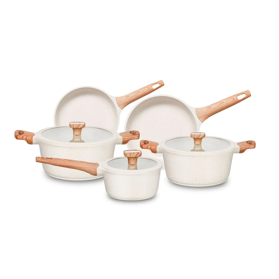 Conjunto de Panelas Titanium Natural 5 Peças com Revestimento Cerâmico MTA