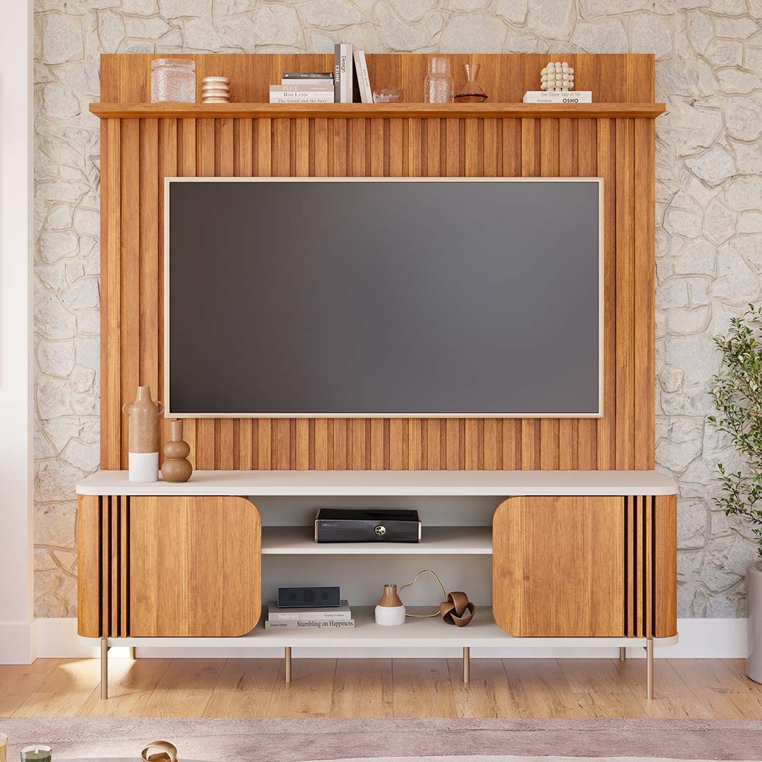 Conjunto Bancada com Painel Chicago 1,80m MDF para TV até 70 | Permobili