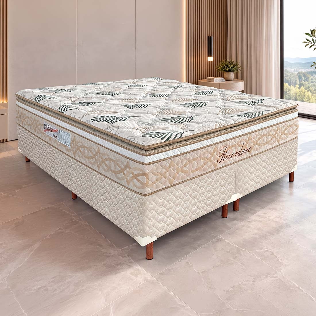 Conjunto Cama Box Queen Size 158cm Recordare Bamboo com Molas Ensacadas - Paropas — UNICA