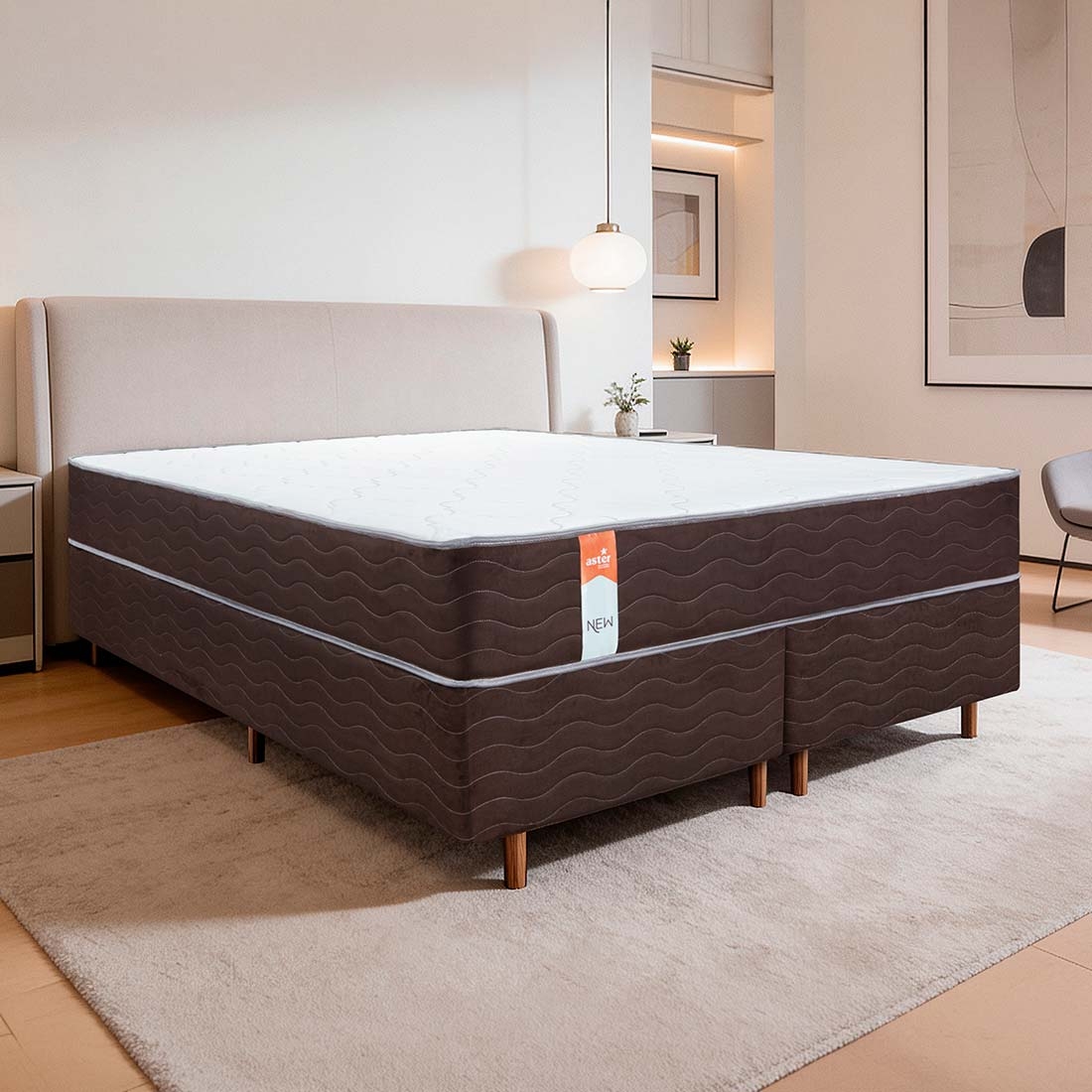 Conjunto Cama Box Casal Queen 158 cm New Aster Molas Ensacadas | Sonos Colchões — UNICA