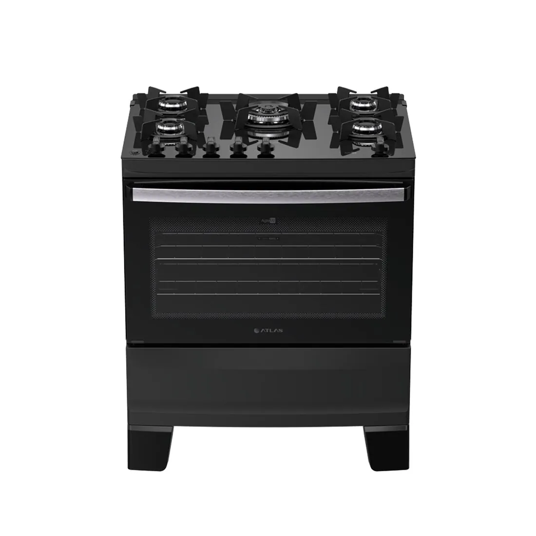 Fogão Agile Up 5 Bocas Preto com Mesa de Vidro Bivolt - Atlas