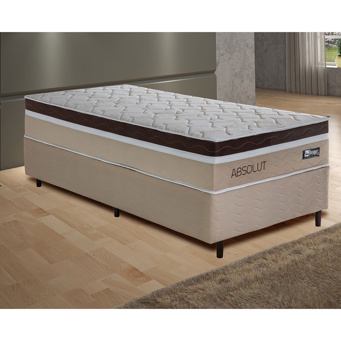 Conjunto Cama Box Solteiro 88cm Absolut com Molas Ensacadas - Design Colchões — UNICA