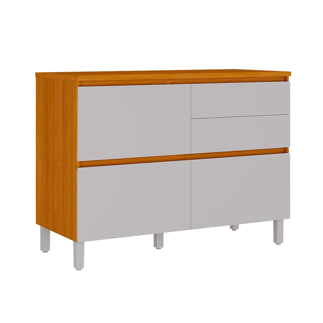 Balcão de Cozinha Lúmina Itatiaia 120cm 1 porta, 4 Gavetas,  Estrutura em MDF