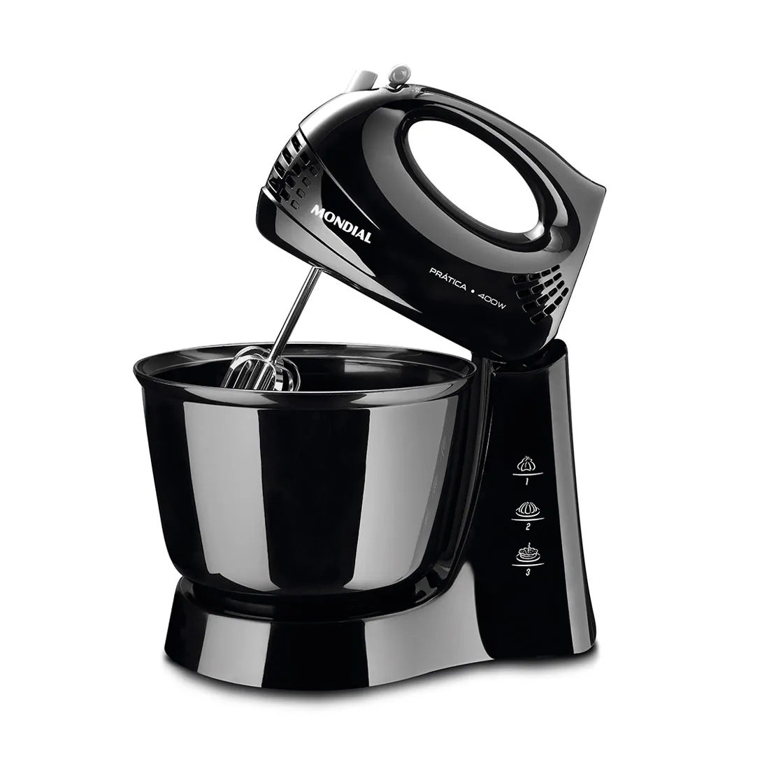 Batedeira Mondial B44B Black - 400W, 03 Velocidades, Função Pulsar, 01 Tigela — UNICA - Voltagem: 220v