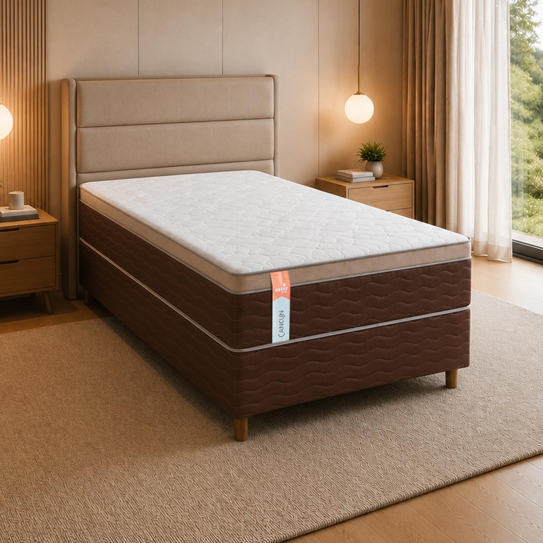 Conjunto Cama Box Solteiro 88cm Cancun Aster com Molas Ensacadas | Sonos Colchões — UNICA