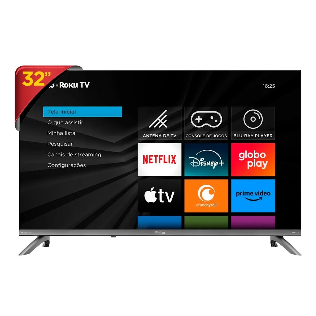 Smart TV LED 32 HD Philco Roku TV P32CRB Wi-Fi, DTV,  HDMI e USB