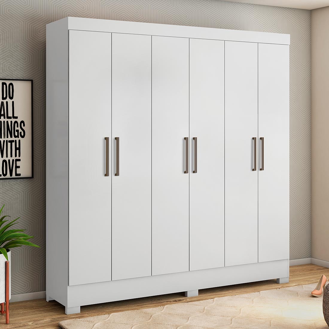 Guarda Roupa Casal Prático 6 Portas - Demóbile — BRANCO..