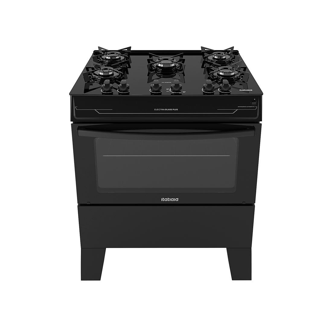 Fogão 5 Bocas Itatiaia Electra Glass Plus Preto — BIVOLT