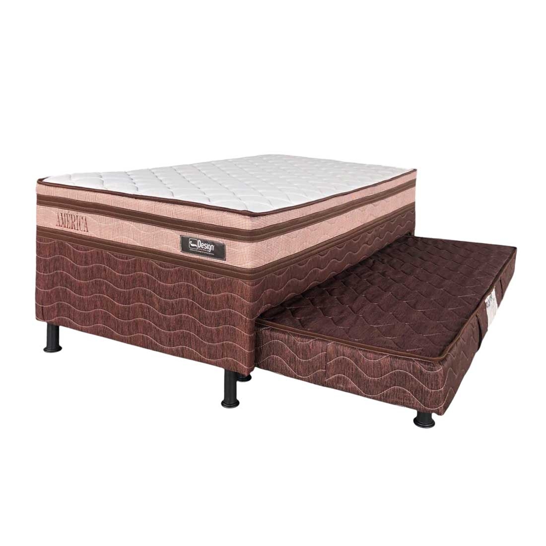 Cama Box Mola Solteiro 88cm América com Auxiliar | Design Colchões — UNICA