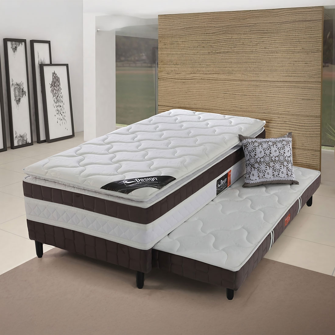 Cama Box Solteiro Ouro com Cama auxiliar - Design - colchões — UNICA