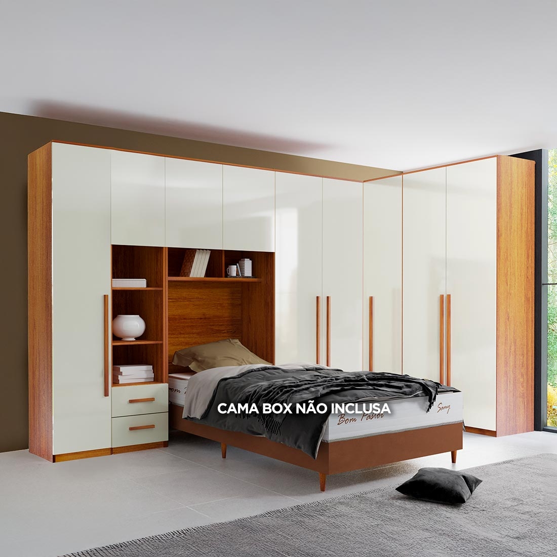 Guarda Roupa Solteiro Modulado 6 Peças Tivoli| Bom Pastor — NAT/BEGE