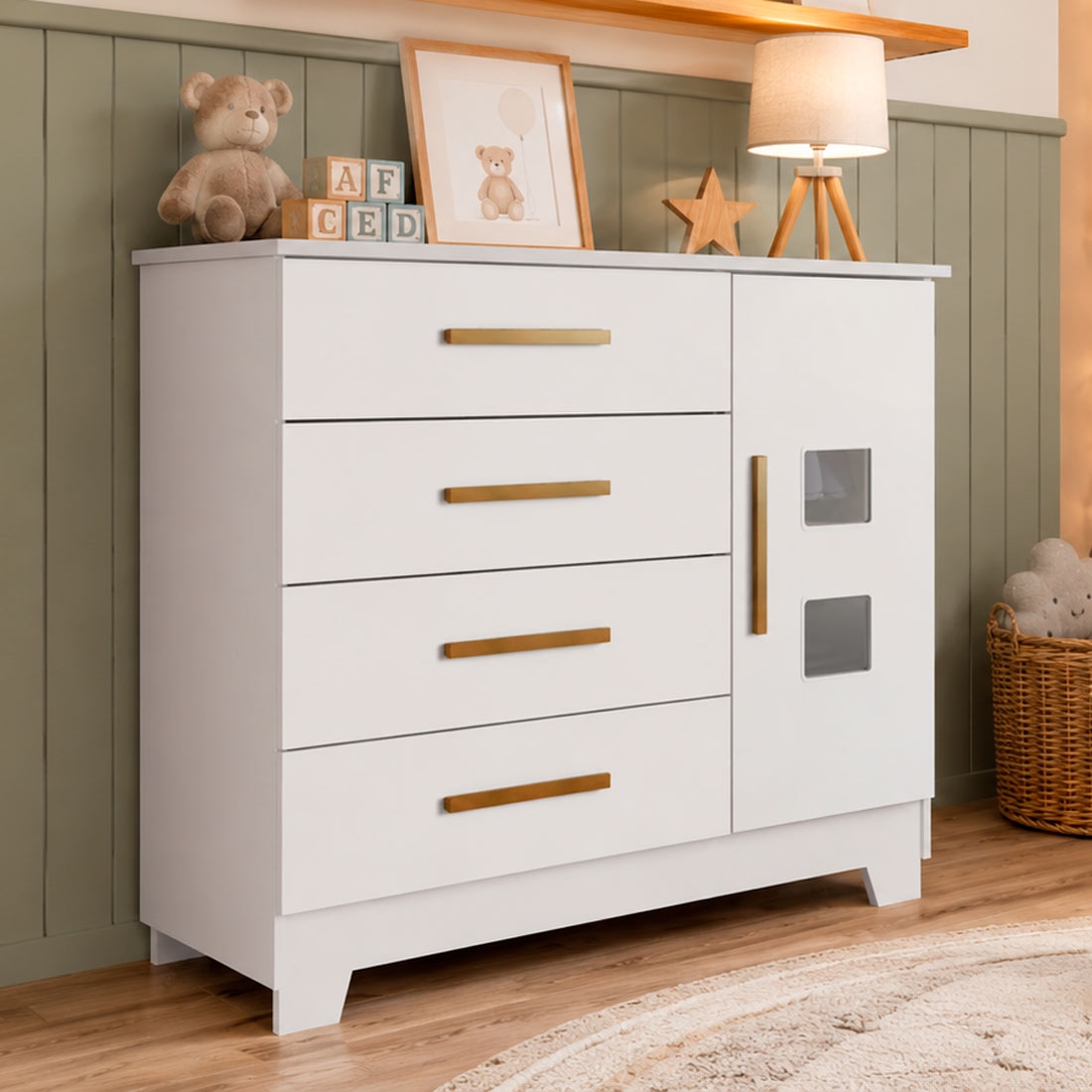 Cômoda Fly 4 gavetas 100% MDF| Tigus — BRANCO