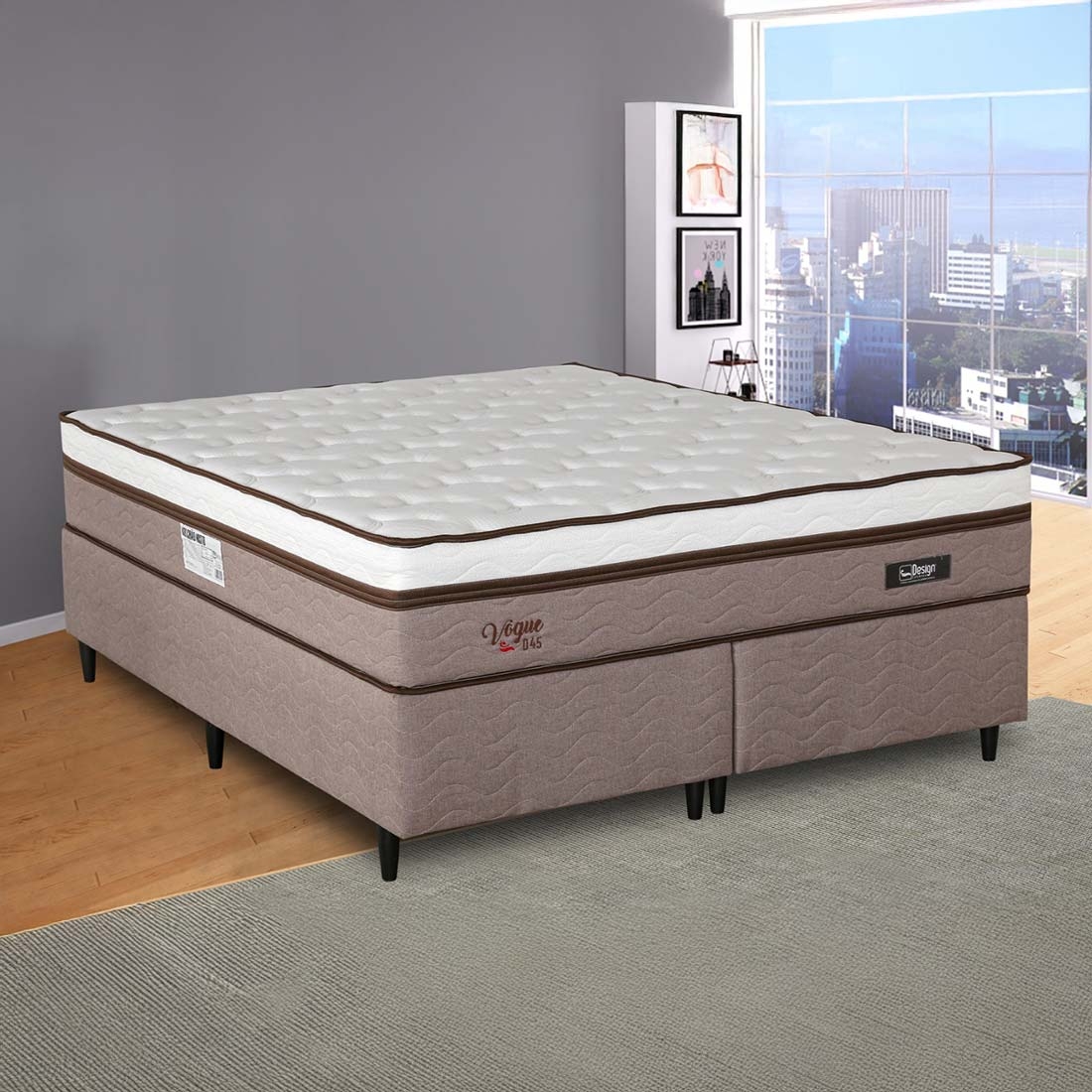 Conjunto Cama Box Casal 158 Vogue D45 Queen Size | Design Colchões — UNICA