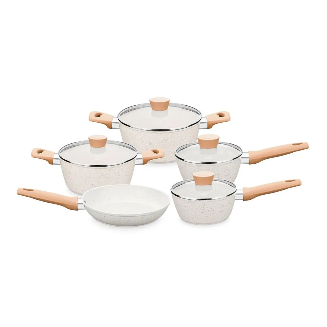 onjunto de Panelas Vanilla Carmela 5 Peças com Revestimento Cerâmico MTA