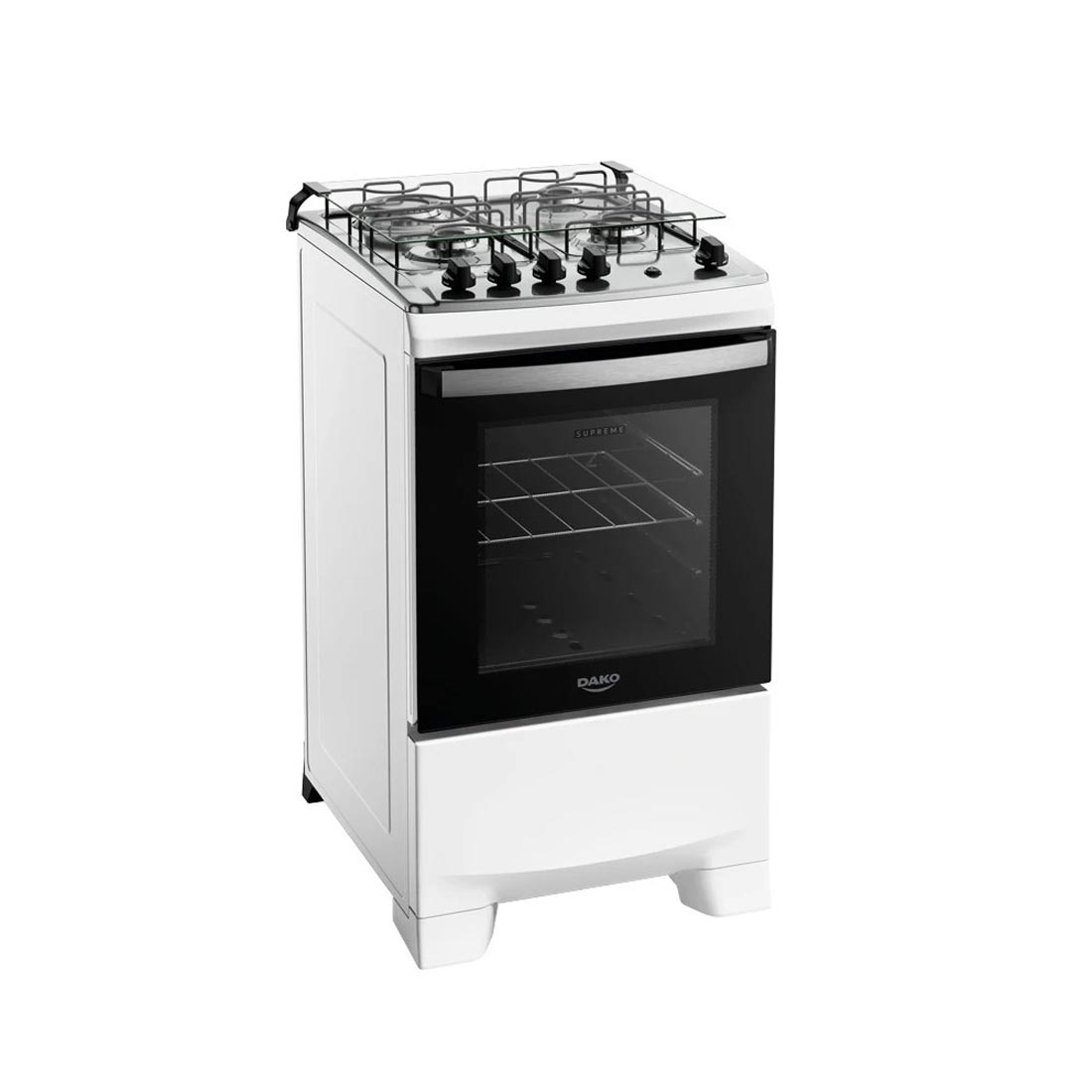 Fogão 4 Bocas Branco com Mesa Inox Supreme Bivolt - Dako — BIVOLT