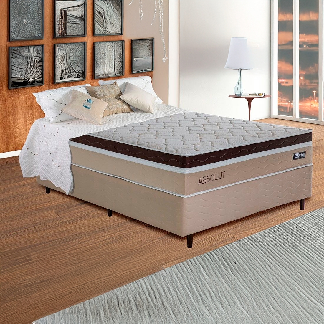 Conjunto Cama Box Casal Absolut 138cm com Molas Ensacadas - Design Colchões — UNICA