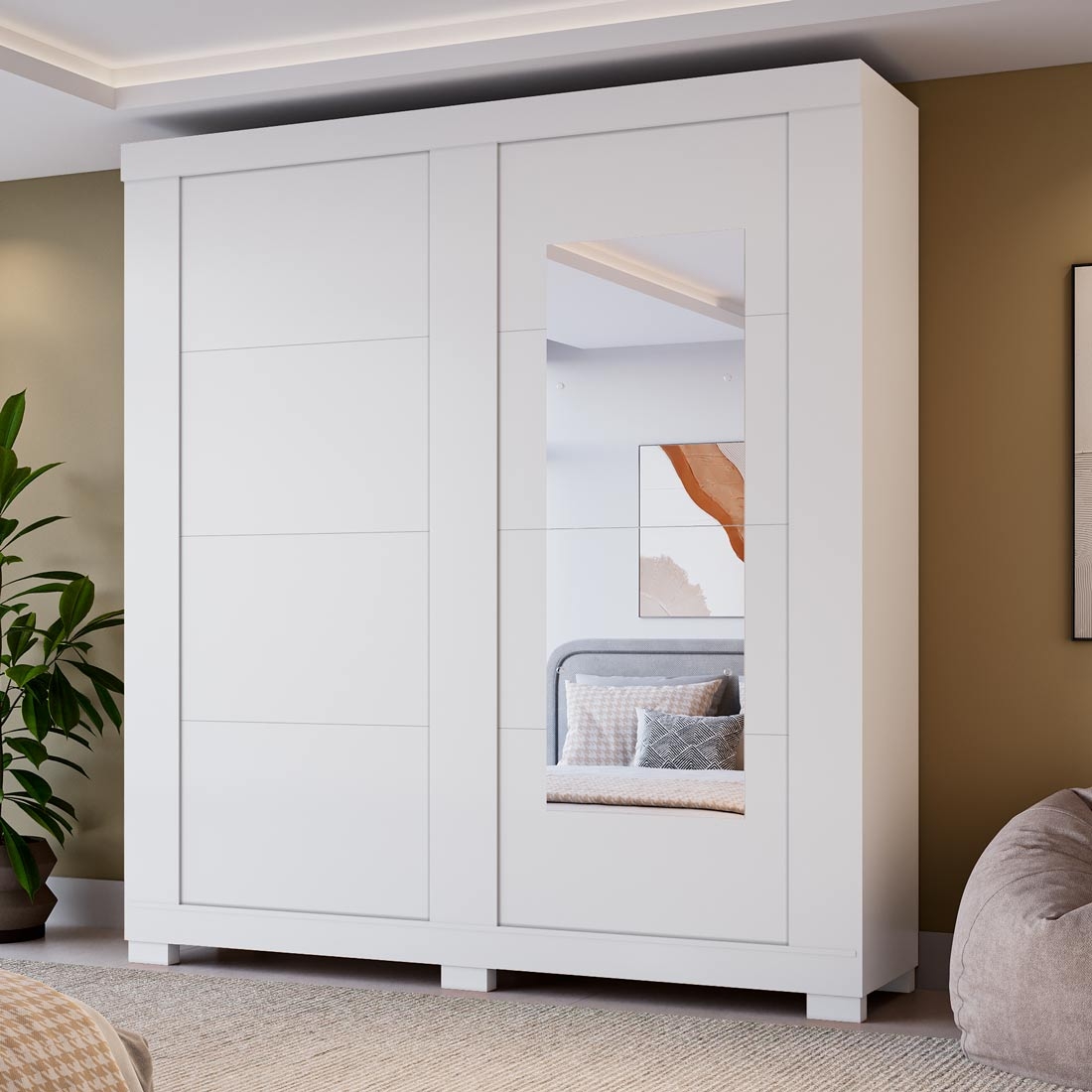 Roupeiro Nelma 100% MDF 2 Portas com Espelho | ACP